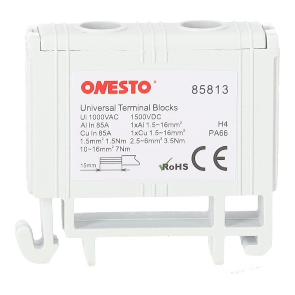 [ONESTO-FJ-E16] Blok rozdzielczy (listwa zaciskowa) Onesto FJ-E16 16 mm² szary