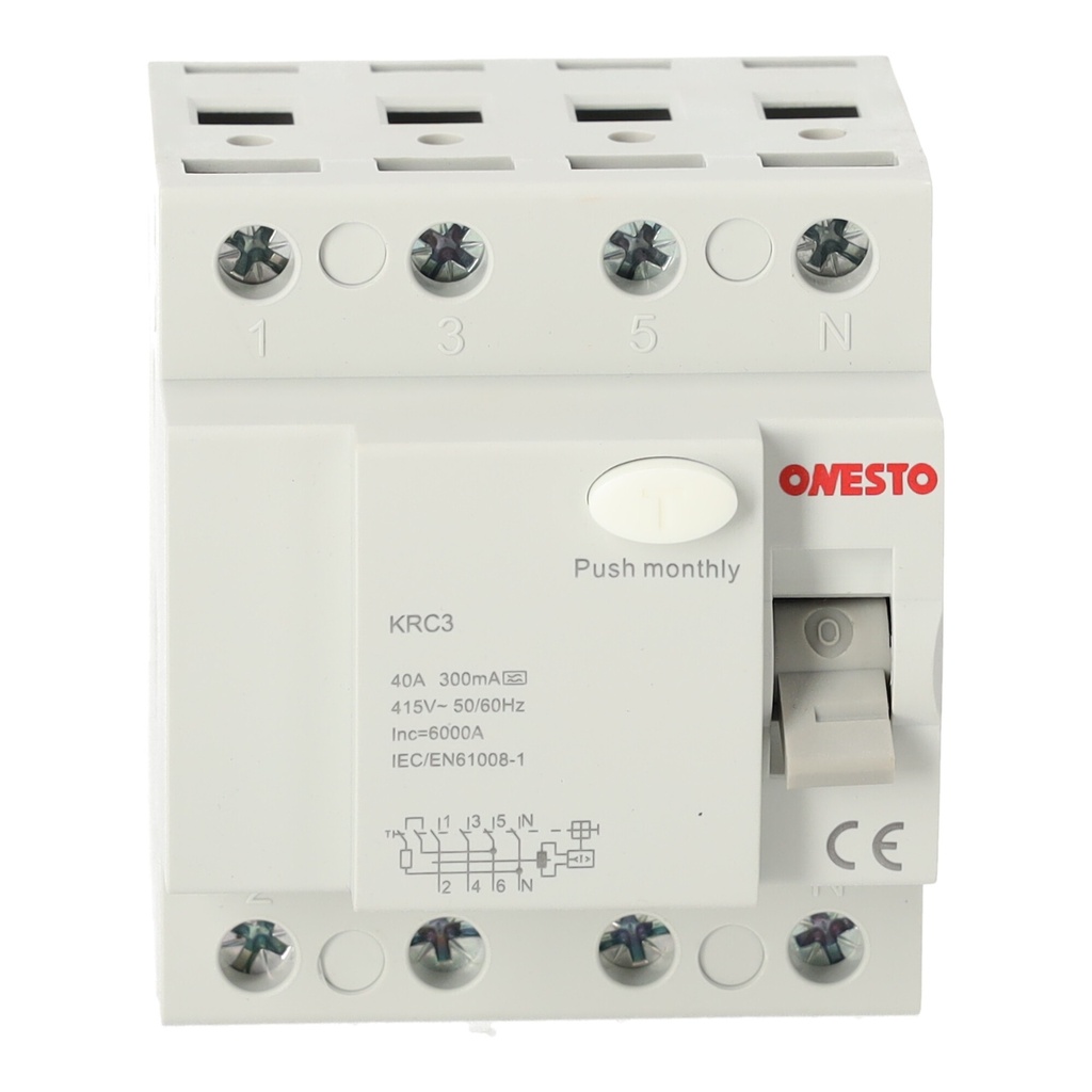 [ONESTO-KRC34P40A300mA] Wyłącznik różnicowoprądowy Onesto KRC 4P 40 A 300 mA typ A