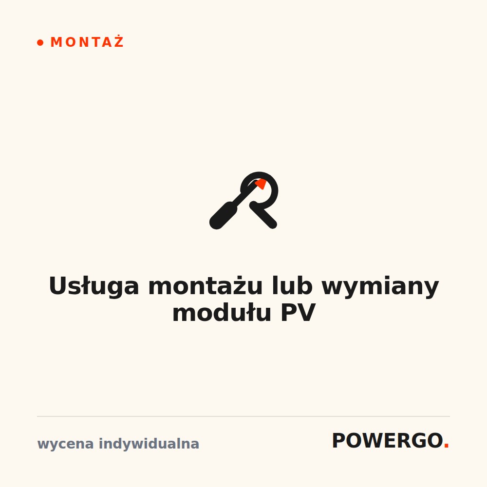 Usługa montażu lub wymiany modułu PV
