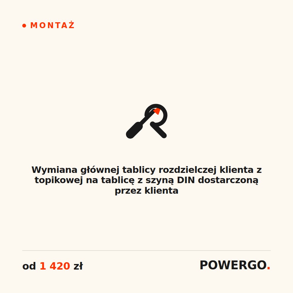 Wymiana głównej tablicy rozdzielczej klienta z topikowej na tablicę z szyną DIN dostarczoną przez klienta