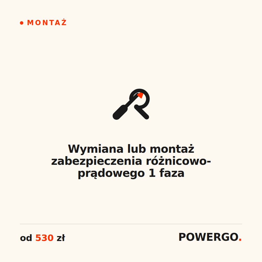 Wymiana lub montaż zabezpieczenia różnicowo-prądowego 1 faza