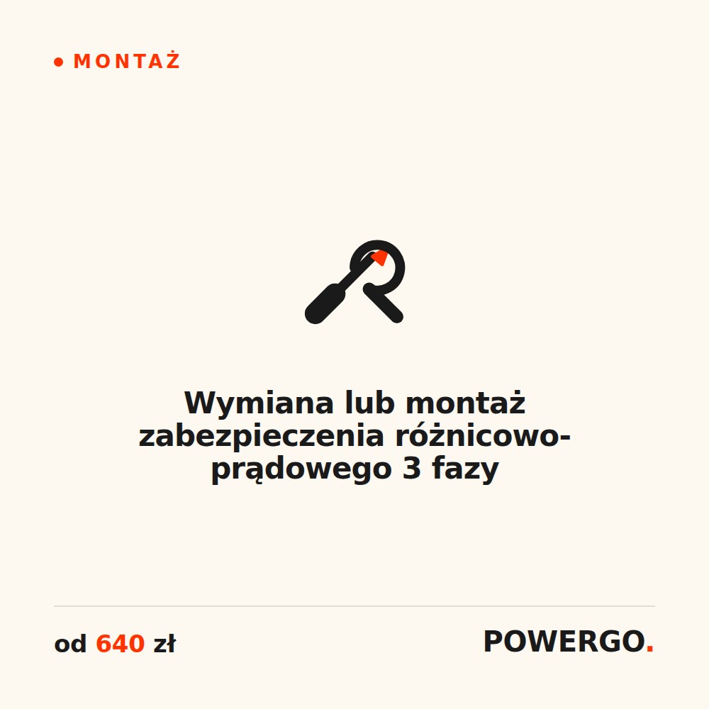 Wymiana lub montaż zabezpieczenia różnicowo-prądowego 3 fazy