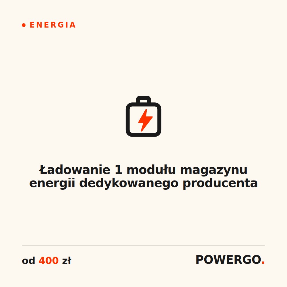 Ładowanie 1 modułu magazynu energii dedykowanego producenta